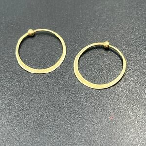 Nabco Signed Vintage 14k‎ Yellow Gold Continuous Flat Hoop Earrings